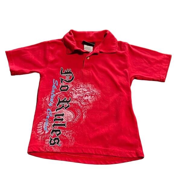 Z BOYZ WEAR Red Polo Skaters Dragon Boys Size 5 Short Sleeves - Picture 1 of 6